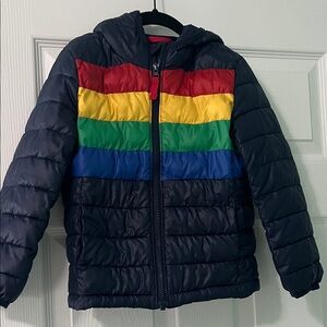 Primary Multicolor Striped Puffer Jacket